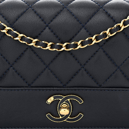 Chanel Sheepskin Quilted Small Vintage Mademoiselle Flap Dark Navy 8 of 13