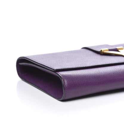 Saint Laurent Textured Calfskin Y Ligne Clutch Purple 7 of 9