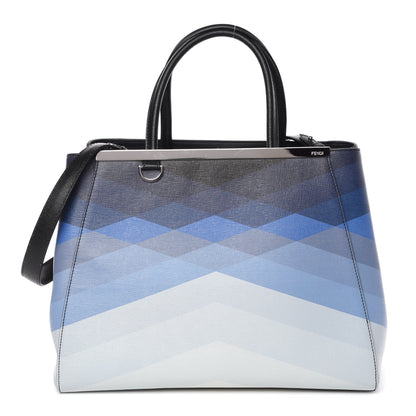 Fendi Vitello Elite Geometric Degrade Regular 2Jours Tote Blue 1 of 13