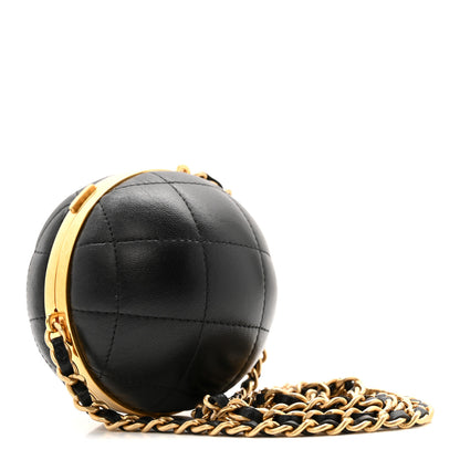 Chanel Lambskin Quilted Sphere Minaudiere Chain Clutch Black 4 of 21