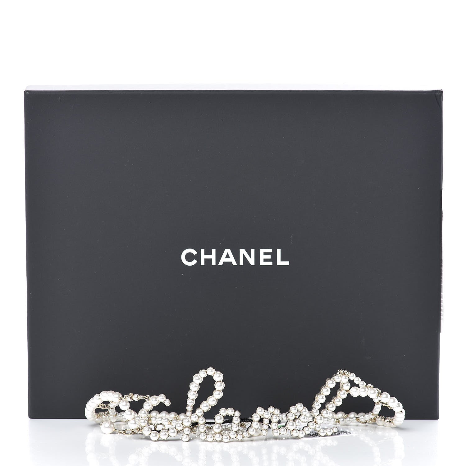 Chanel Metal Glass Swirling Pearls Necklace Gold 5 of 5