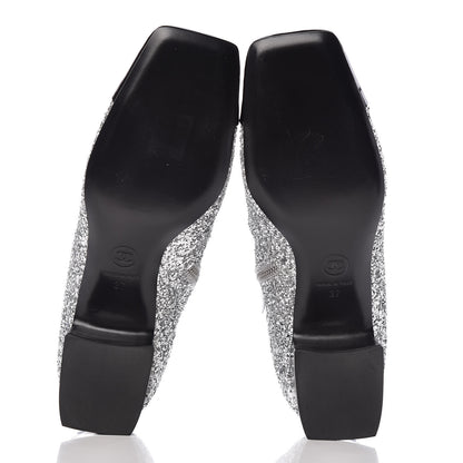 Chanel Glitter Patent Cap Toe Short Boots 37 Silver 5 of 8