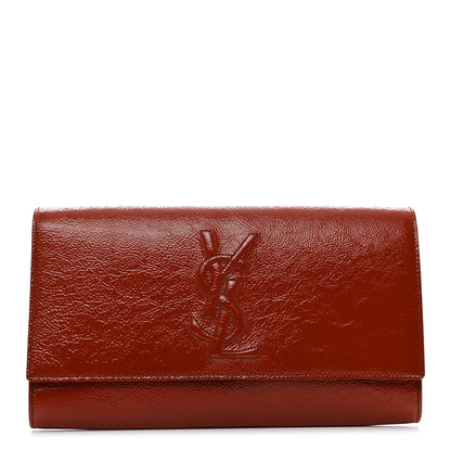 Saint Laurent Textured Patent Monogram Large Belle De Jour Clutch Orange 1 of 6