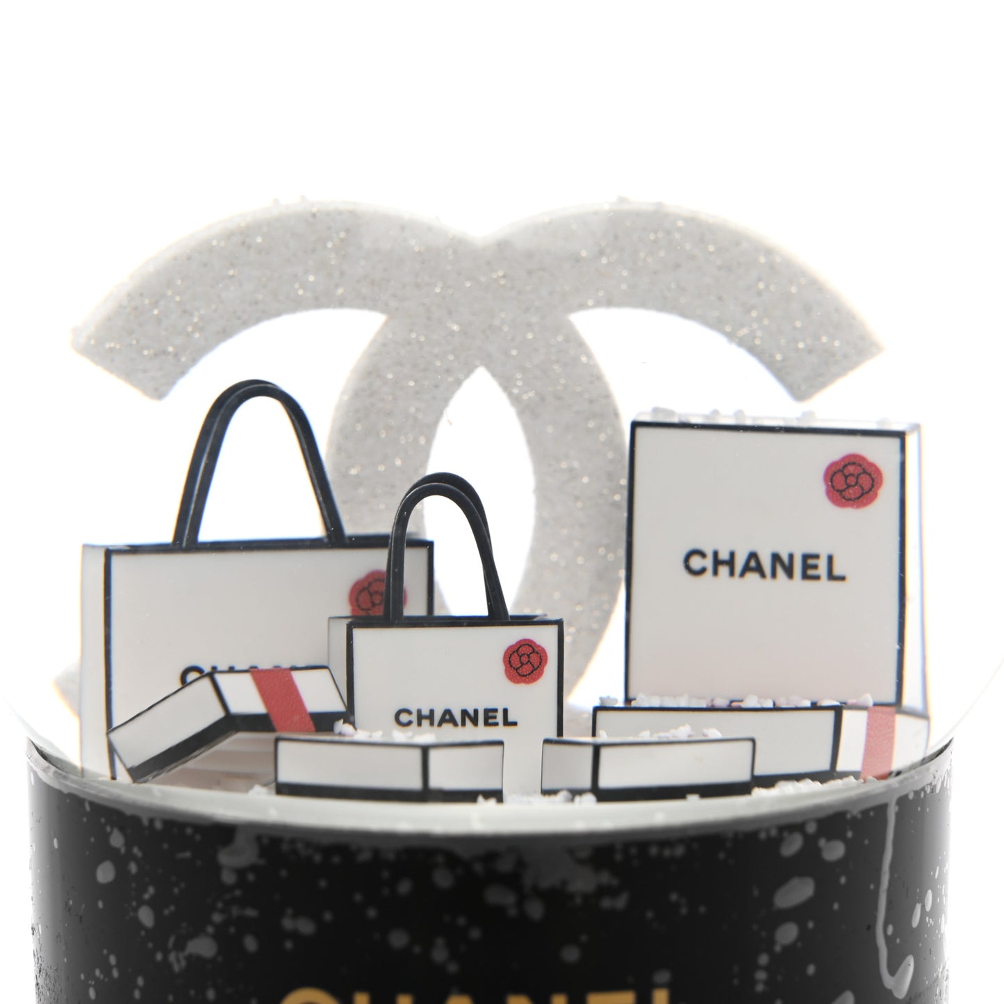 Glass CC Shopping Bag Snow Globe