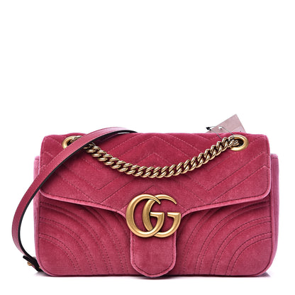 Gucci Velvet Matelasse Small GG Marmont Shoulder Bag Light Raspberry Rose 1 of 10