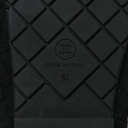 Chanel Shearling CC Flat Mules 37 Black 6 of 18
