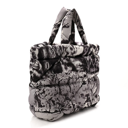 Prada Re-Nylon Padded Printed Medium Tote Bag Black White 3 of 10