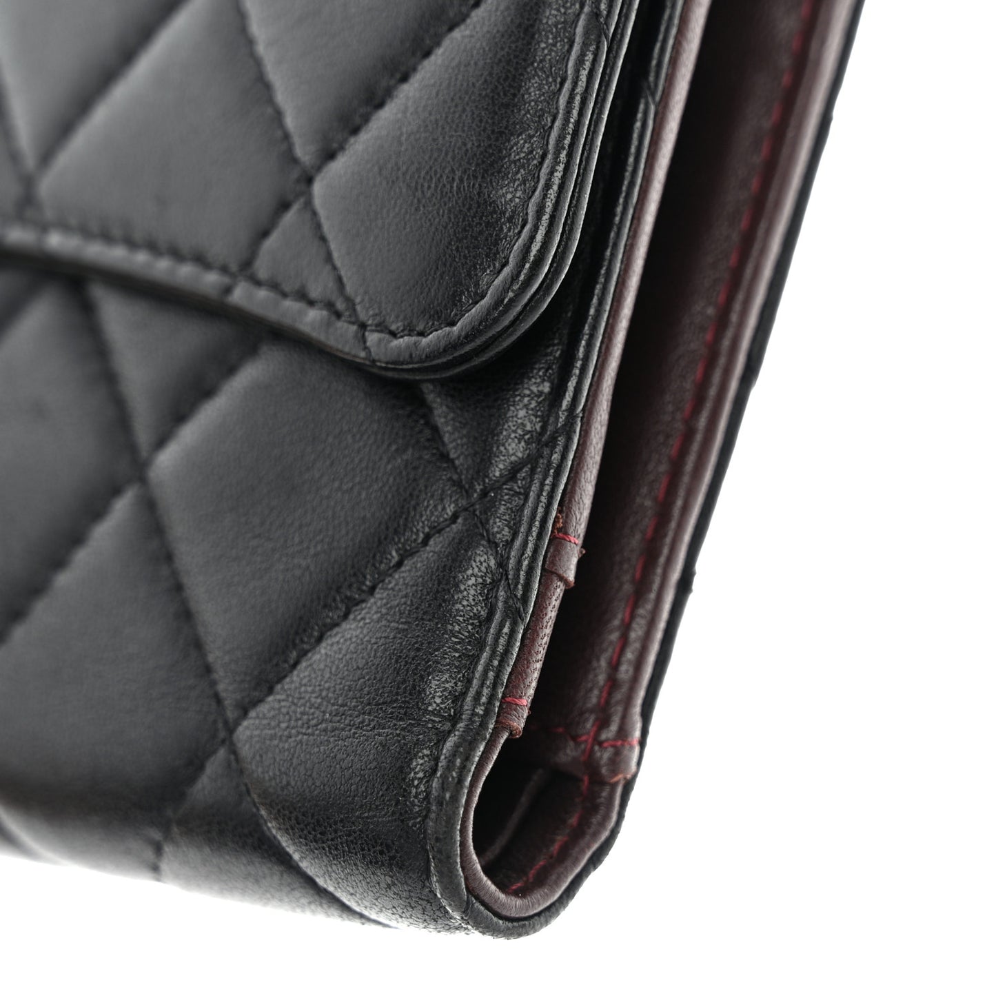 Lambskin Quilted Large Flap Wallet Black