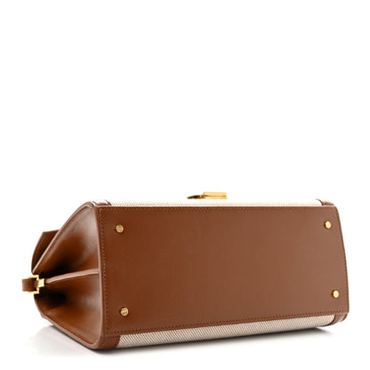 Saint Laurent Canvas Calfskin Medium Classic Monogram Cassandra Top Handle Tan Natural 4 of 13