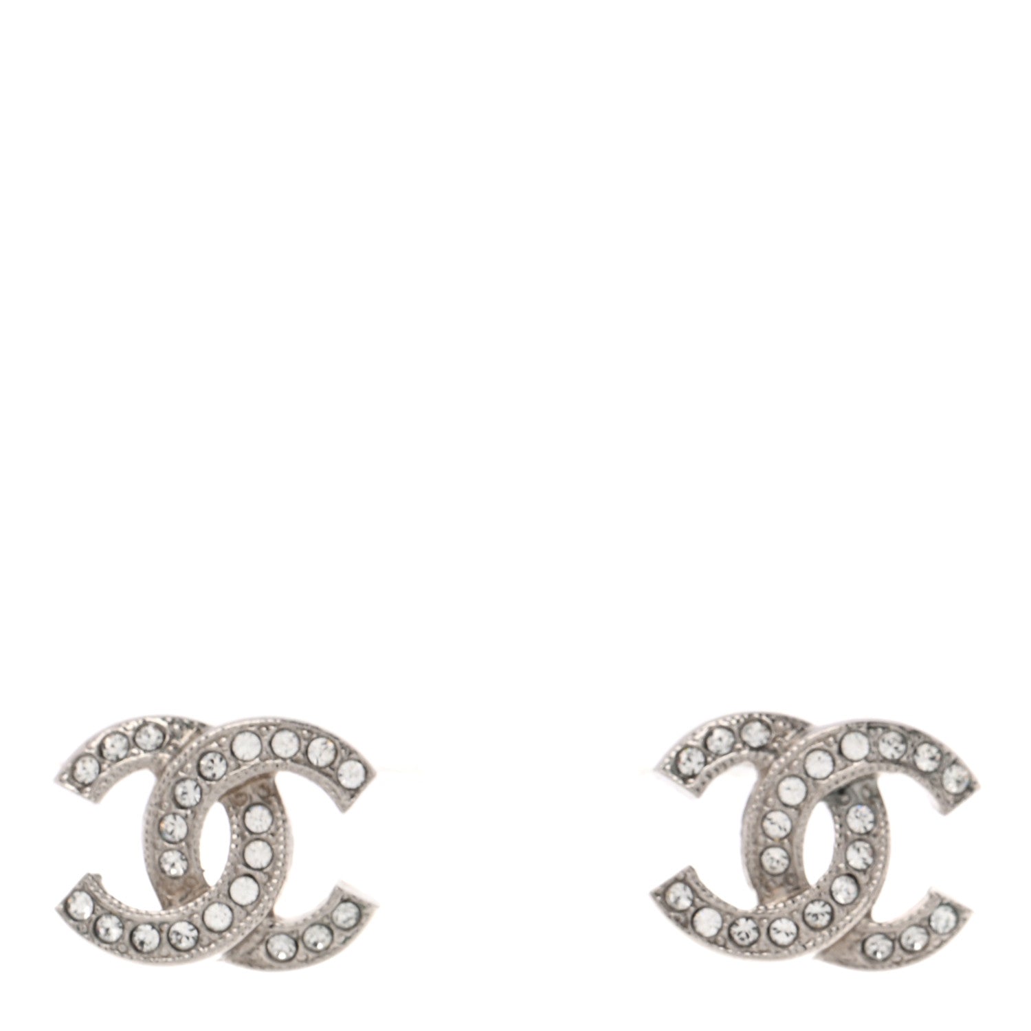 Chanel Crystal CC Earrings Silver 1 of 4