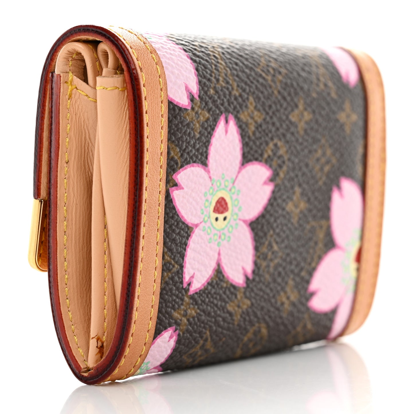Monogram Cherry Blossom Porte-Monnaie Plat Coin Purse Brown