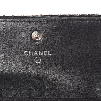 Chanel Lambskin Chevron Quilted Studded Compact Flap Wallet Black 6 of 12