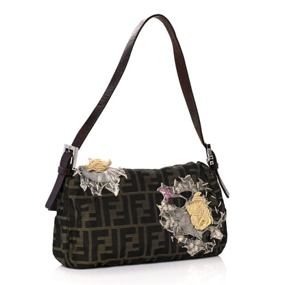 Fendi Zucca Flower Applique Baguette Tobacco 2 of 17