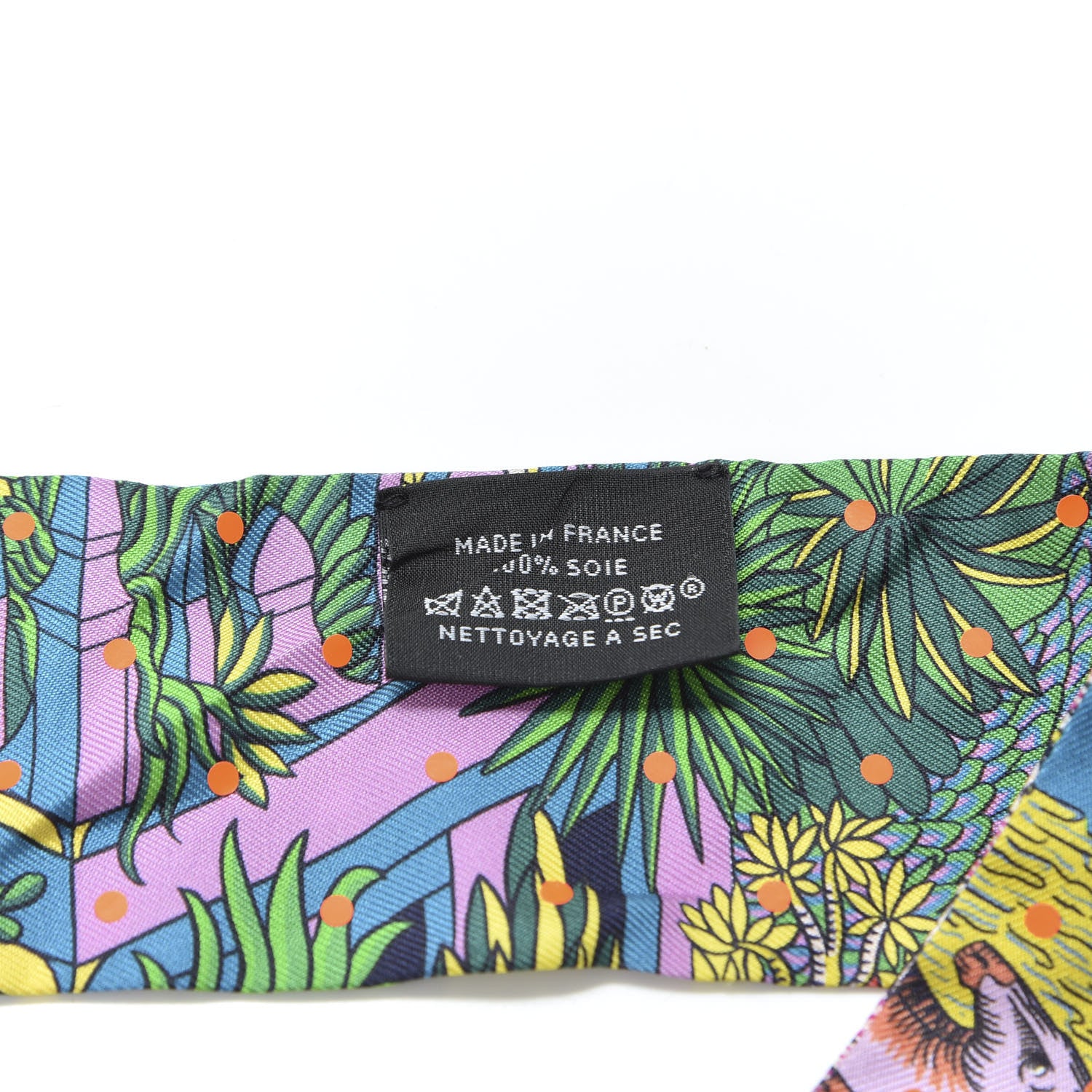 Hermes Silk Animapolis Plumetis Twilly Rose Vert Orange Fluo 5 of 5