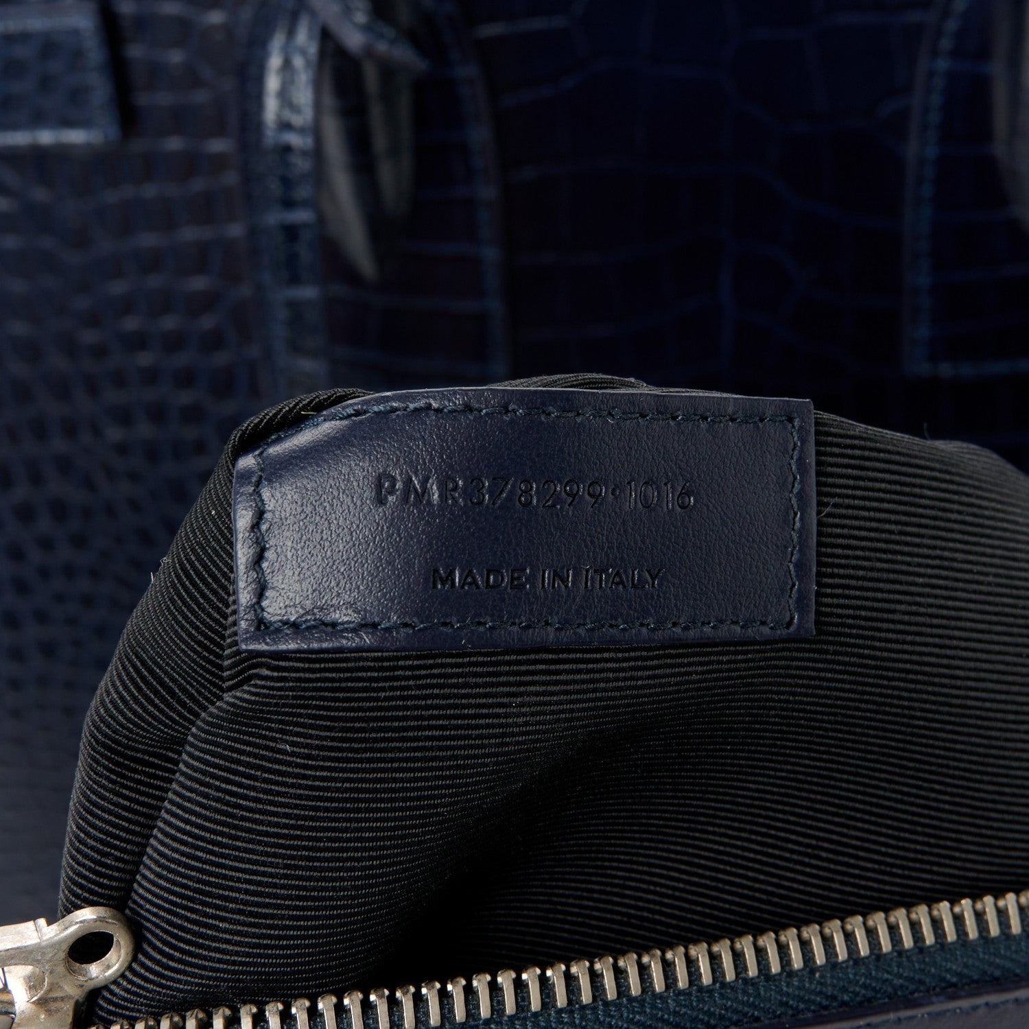 Saint Laurent Calfskin Crocodile Embossed Small Sac De Jour Dark Notte 10 of 13