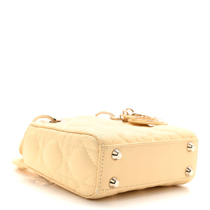 Christian Dior Lambskin Cannage Micro Lady Dior Soft Yellow 4 of 11