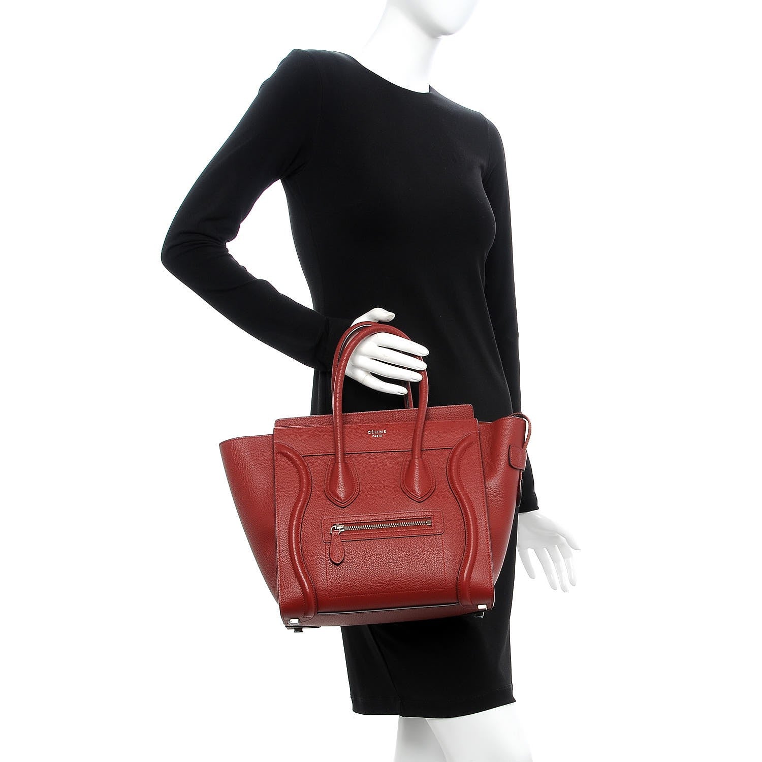 Celine Drummed Calfskin Micro Luggage Merlot 2 of 7