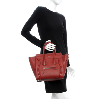 Celine Drummed Calfskin Micro Luggage Merlot 2 of 7