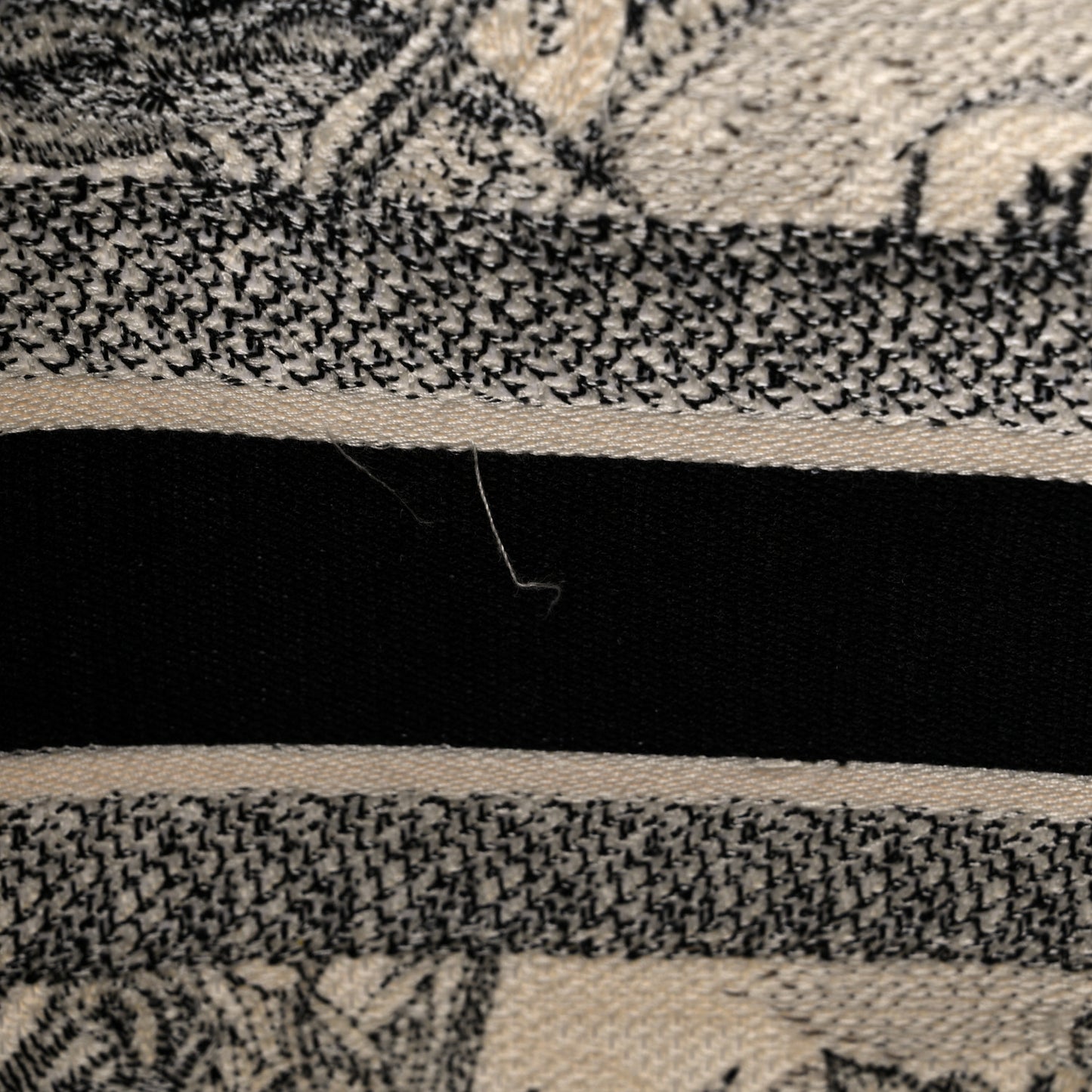 Canvas Embroidered Toile De Jouy Book Tote White Black
