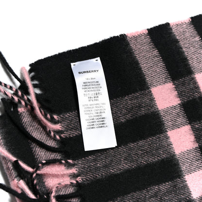 Burberry Cashmere Giant Check Fringe Scarf Black Pink 4 of 4