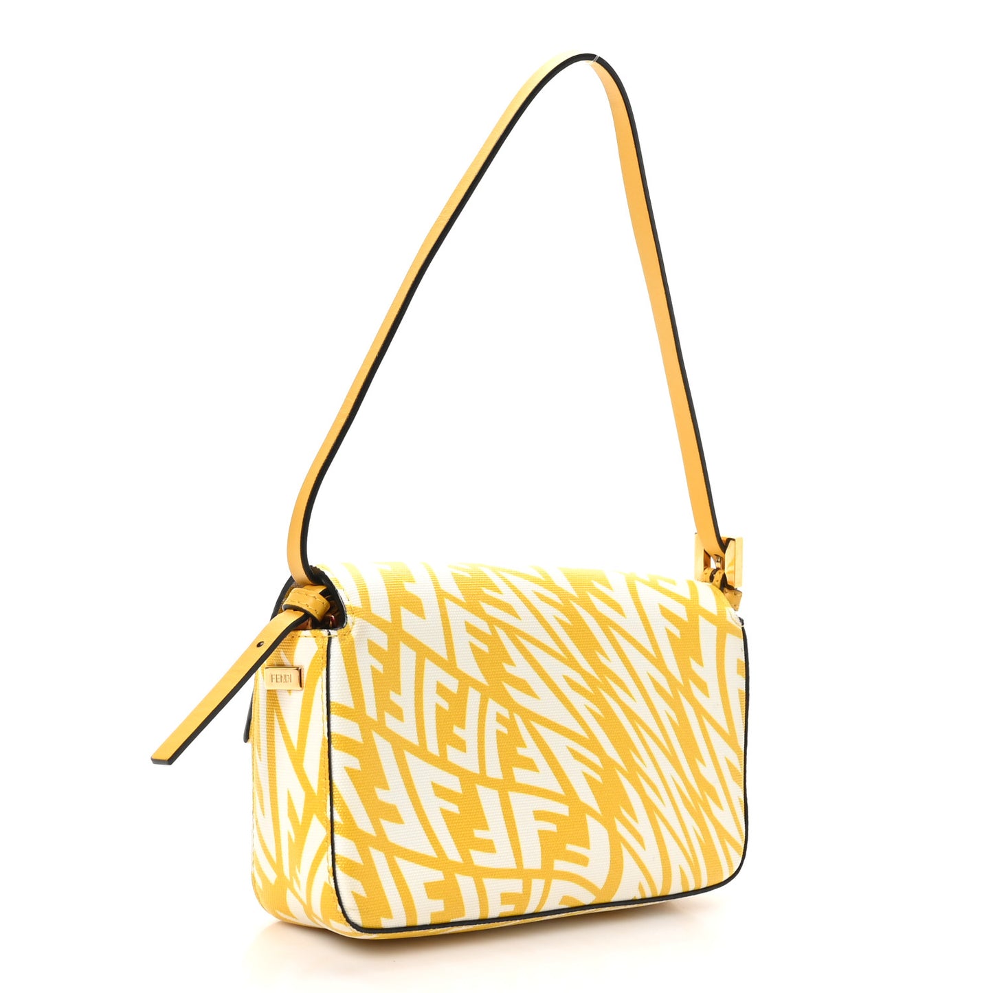 X SARAH COLEMAN Glazed Canvas Vitello King FF Vertigo Mini Baguette 1997 Mimosa White
