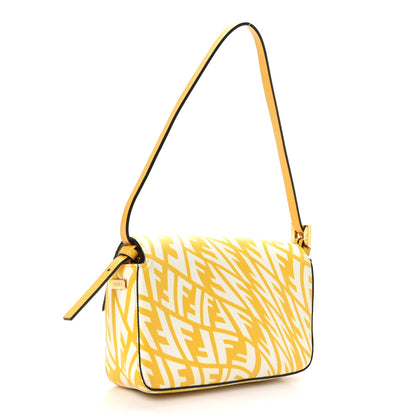 Fendi X SARAH COLEMAN Glazed Canvas Vitello King FF Vertigo Mini Baguette 1997 Mimosa White 2 of 10