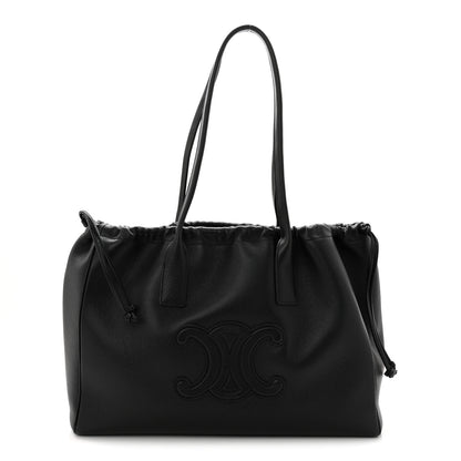 Celine Calfskin Cuir Triomphe Cabas Drawstring Black 1 of 10