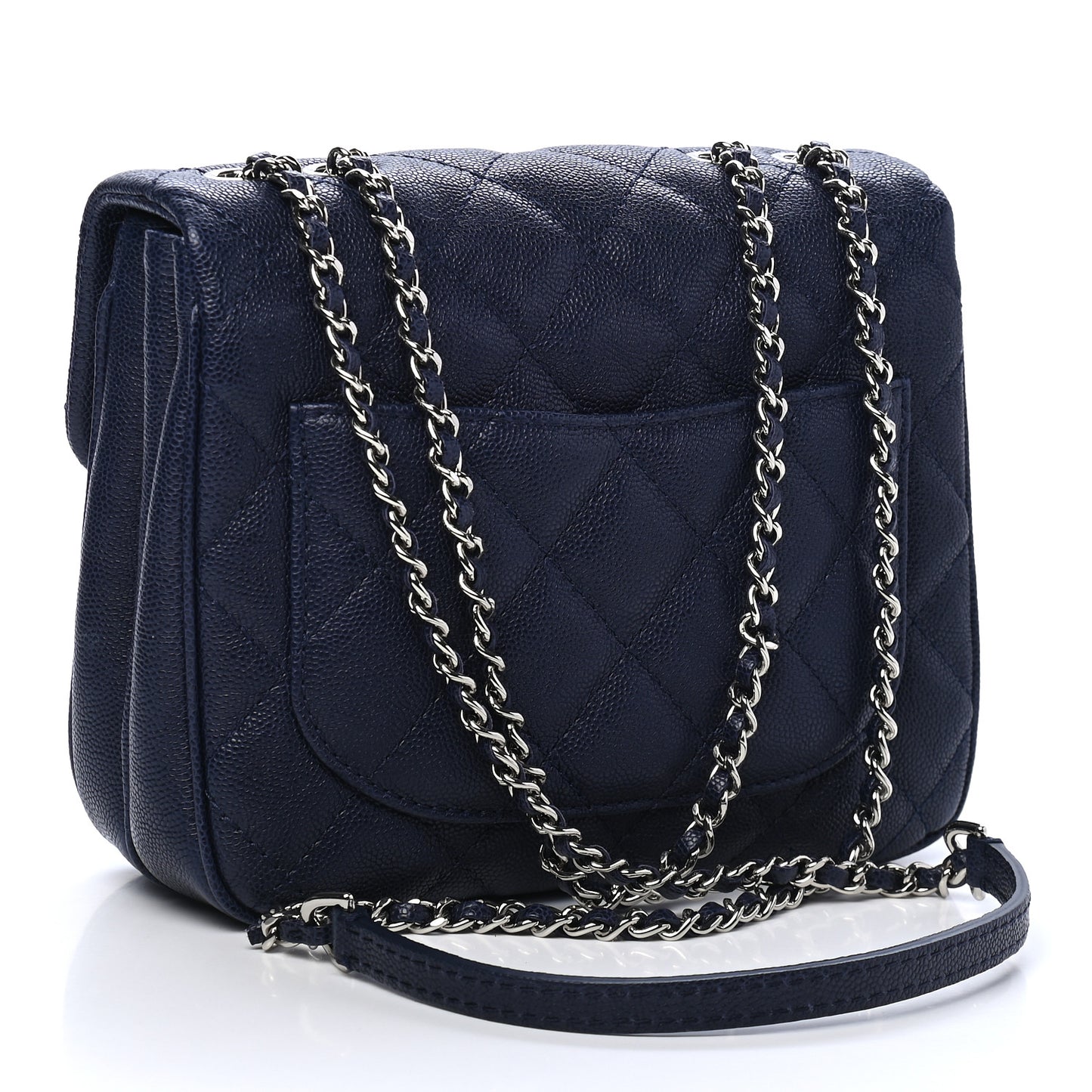 Caviar Quilted Small Urban Companion Flap Navy