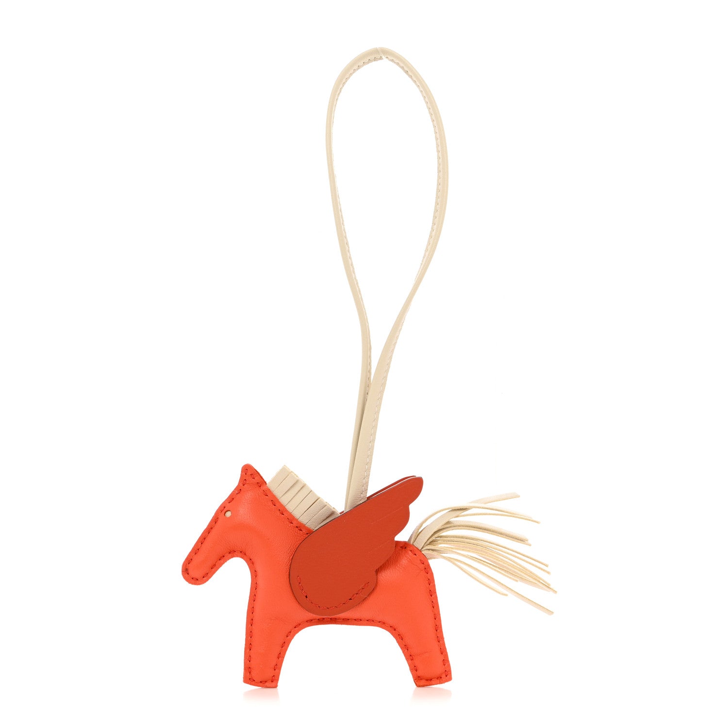 Hermes Milo Lambskin Grigri Rodeo Pegase Horse Bag Charm PM Orange Poppy Craie Terre Battue 1 of 5