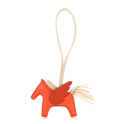Hermes Milo Lambskin Grigri Rodeo Pegase Horse Bag Charm PM Orange Poppy Craie Terre Battue 1 of 5