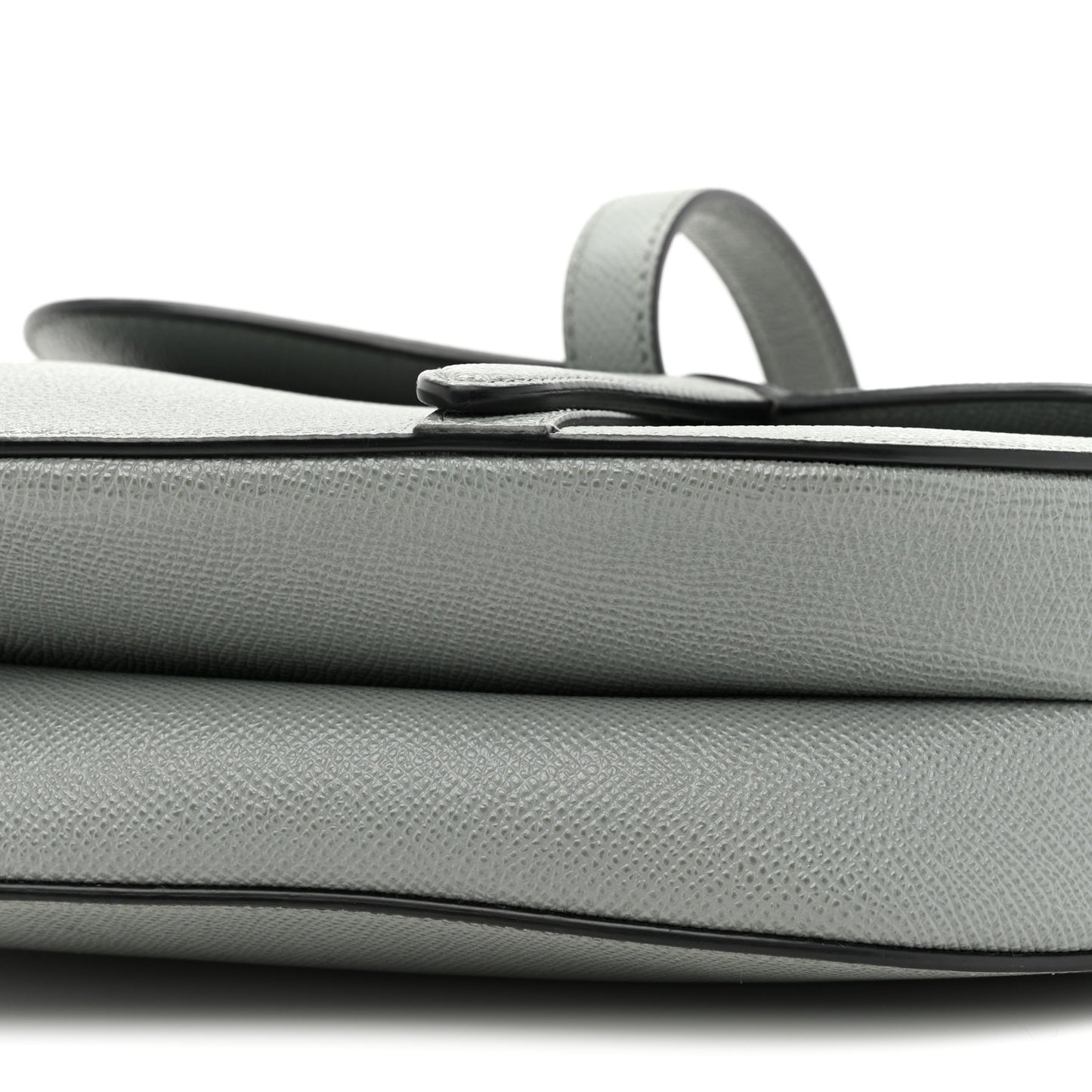 Grained Calfskin Saddle Bag Grey Stone