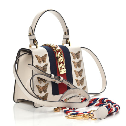 Gucci Calfskin Animal Studs Mini Sylvie Top Handle Bag White 4 of 9