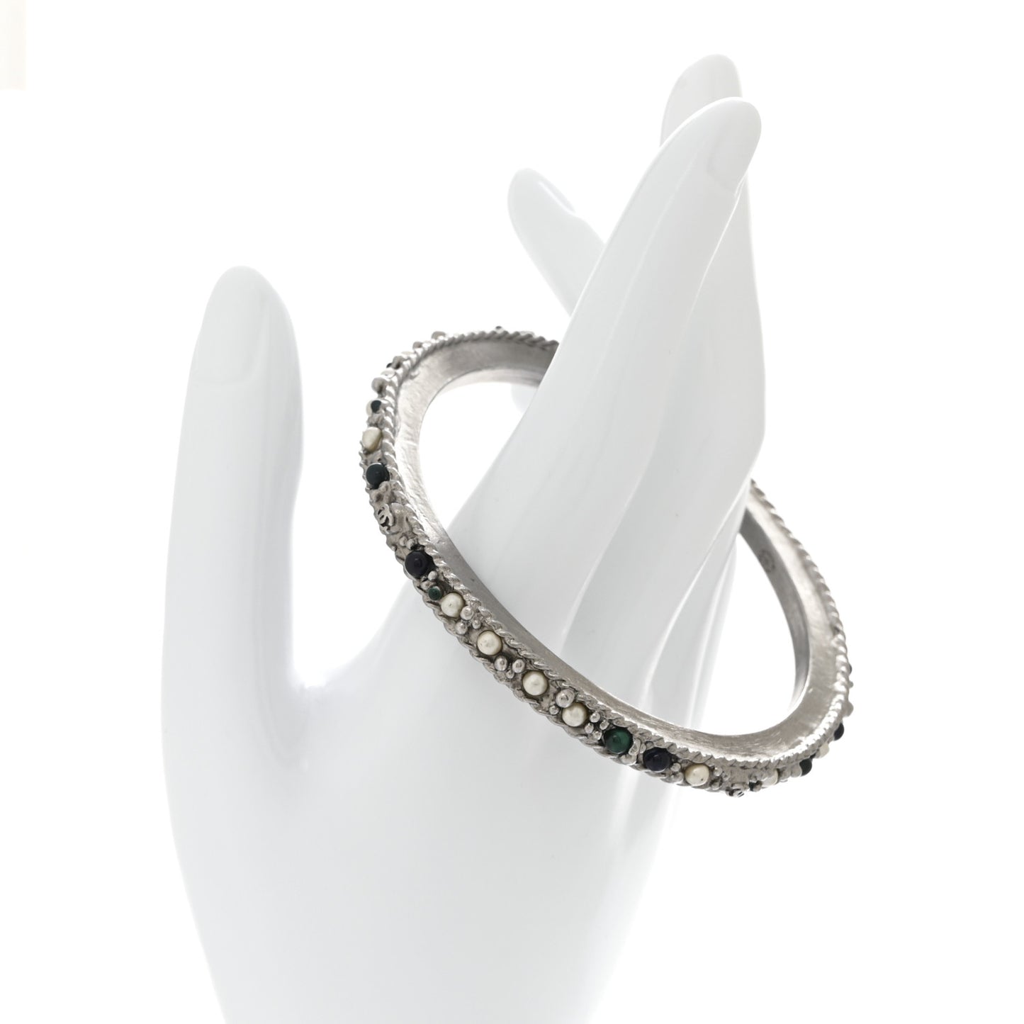 Ruthenium Pearl Bead Bangle