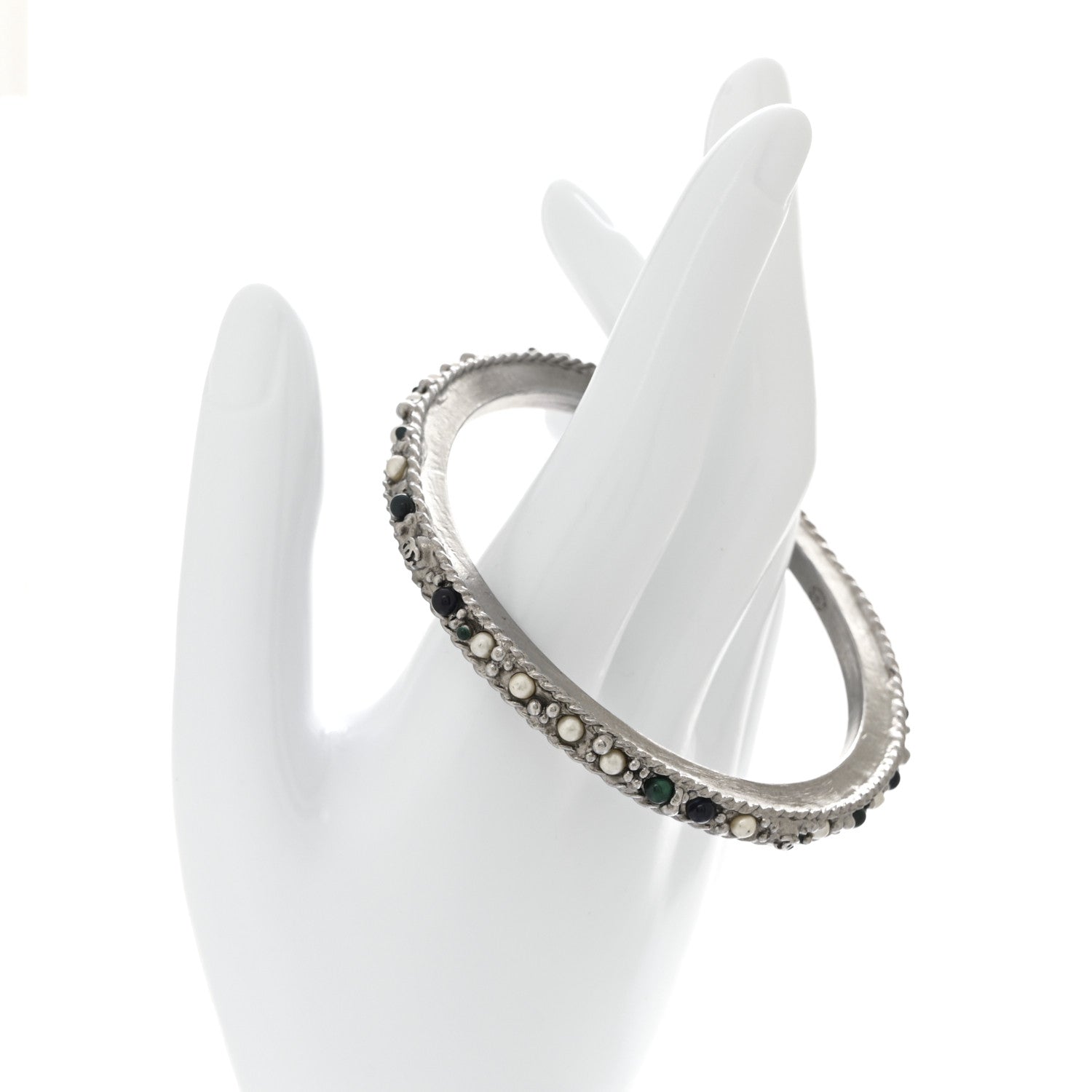 Chanel Ruthenium Pearl Bead Bangle 2 of 5
