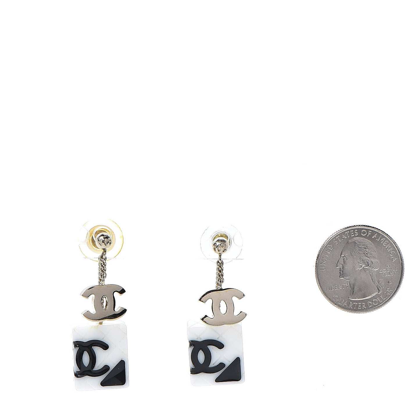 CC Cambon Drop Earrings White Black Gold
