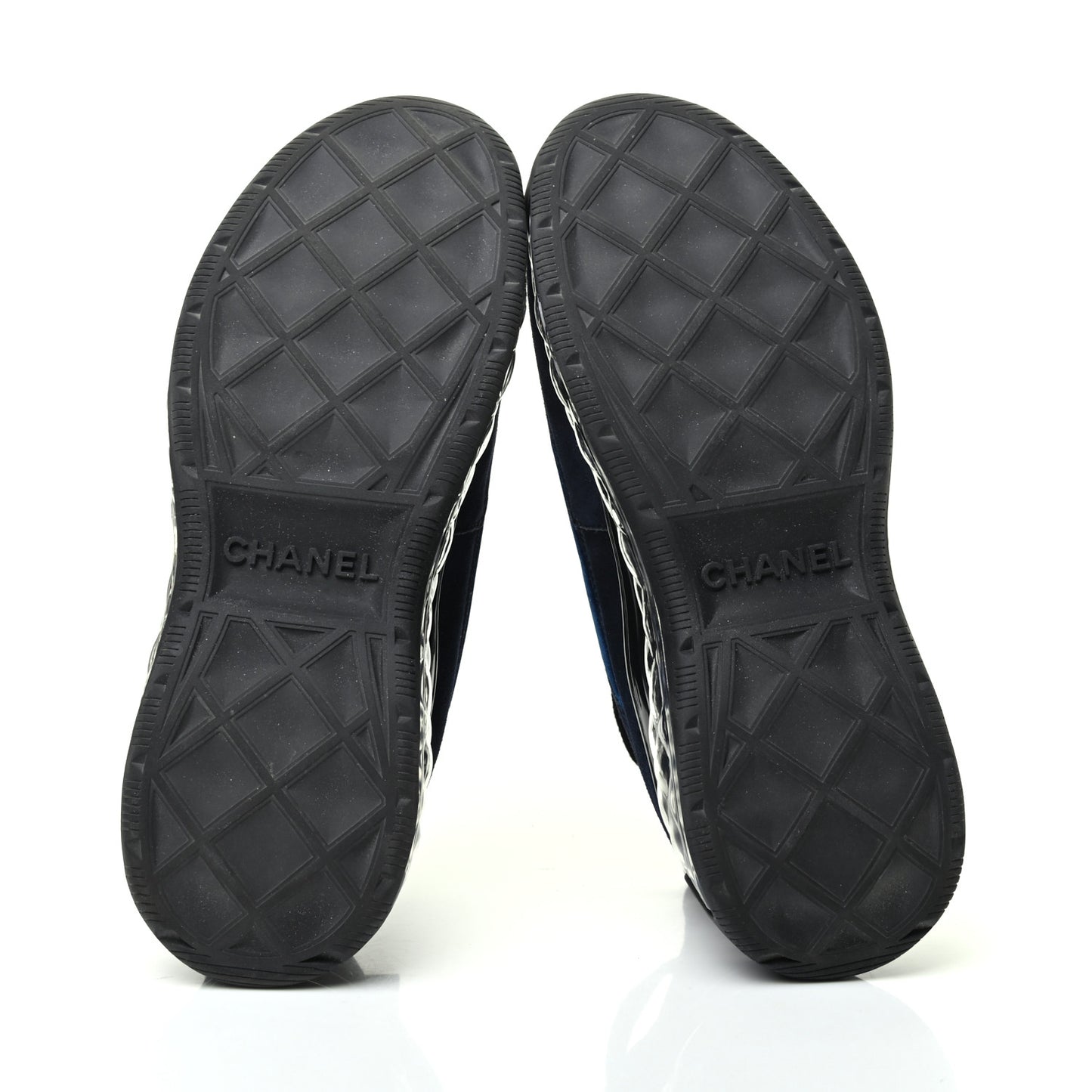 Suede Calfskin Velvet Grosgrain CC Sneakers 37 Navy Blue Black