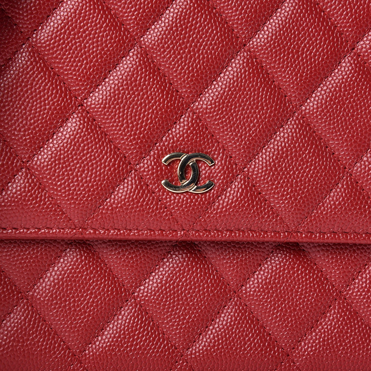 Chanel Caviar Quilted Square Wallet On Chain WOC Dark Red 11 of 12