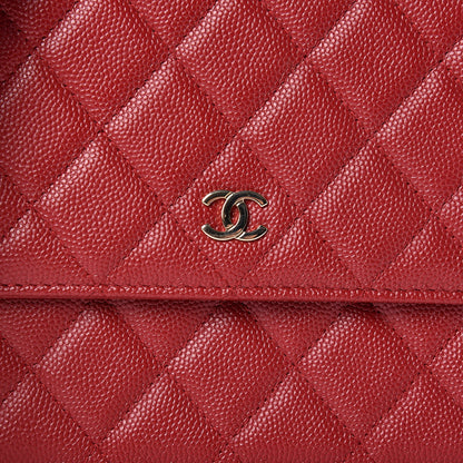 Chanel Caviar Quilted Square Wallet On Chain WOC Dark Red 11 of 12