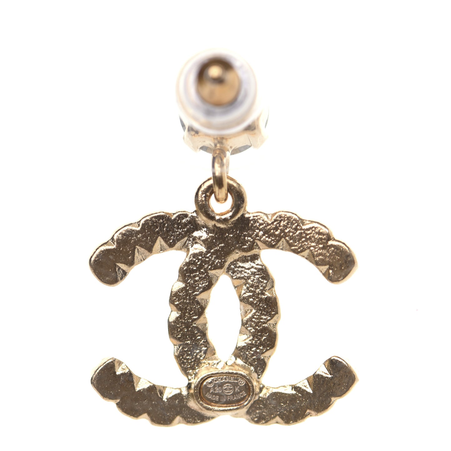 Resin Crystal Pearl CC Drop Earrings Gold Black