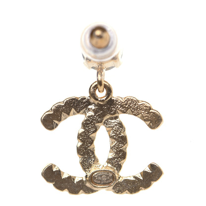 Chanel Resin Crystal Pearl CC Drop Earrings Gold Black 5 of 8