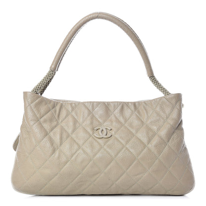 Chanel Calfskin Quilted Expandable Zip Shoulder Bag Beige 1 of 10