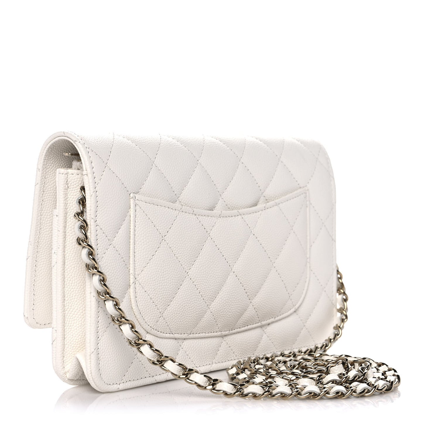 Caviar Quilted Wallet On Chain WOC White