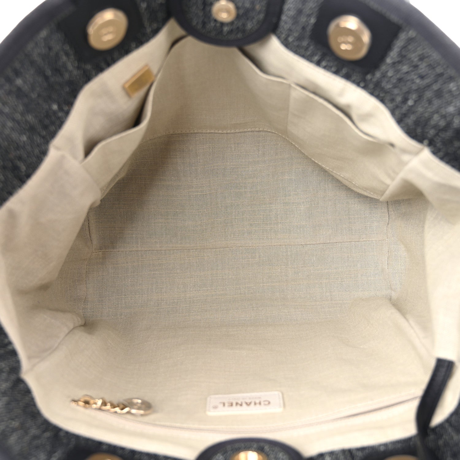 Chanel Denim Small Deauville Tote Dark Blue White 6 of 12