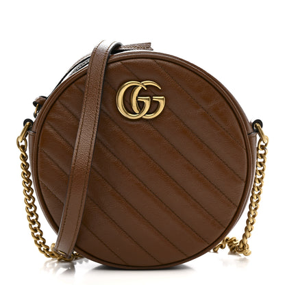 Gucci Azalea Calfskin Matelasse Diagonal Mini GG Marmont Round Shoulder Bag Cuir 1 of 11