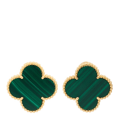 Van Cleef & Arpels 18K Yellow Gold Malachite Magic Alhambra Earrings 1 of 4