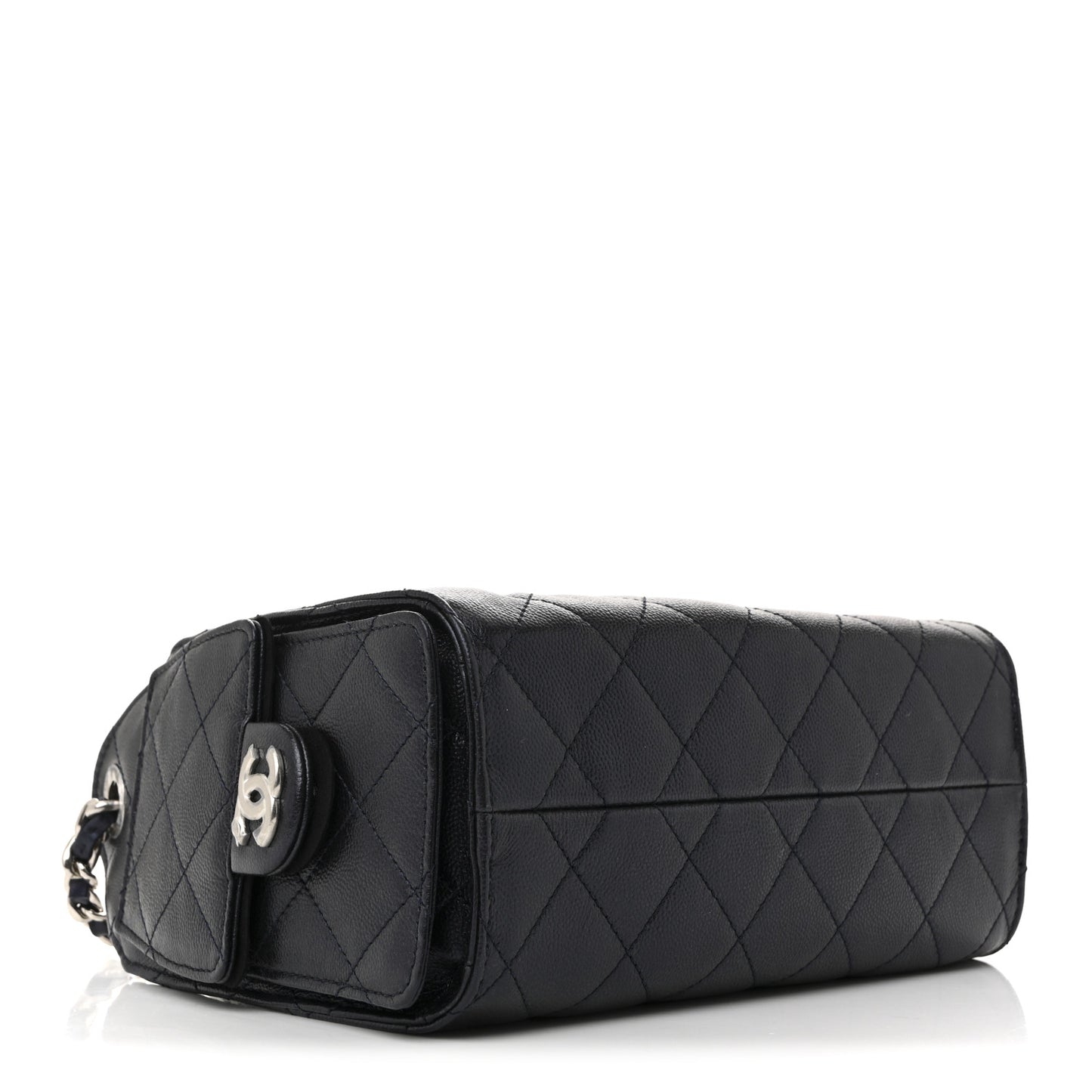 Metallic Caviar Quilted Mini Chanel 25 Handbag Dark Blue