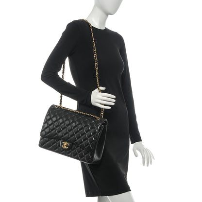 Chanel Lambskin Quilted Maxi Double Flap Black 2 of 8