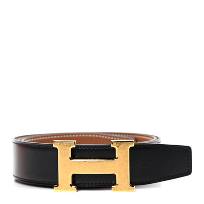 Hermes 135 Togo 32mm Martelee H Belt 85 Black Gold 1 of 4