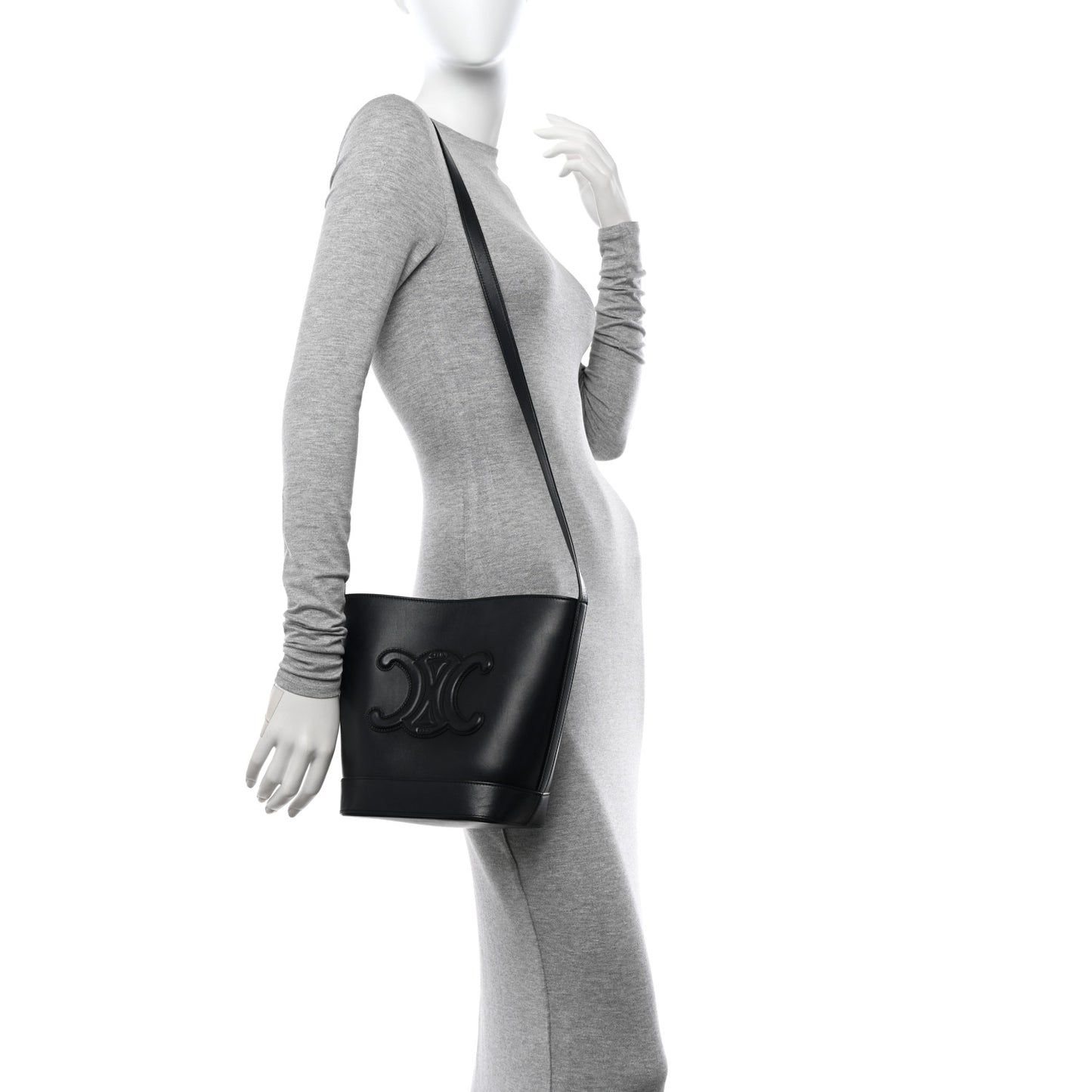 Smooth Calfskin Small Cuir Triomphe Bucket Bag Black