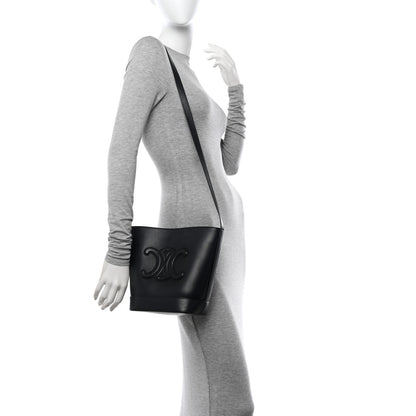 Celine Smooth Calfskin Small Cuir Triomphe Bucket Bag Black 2 of 11